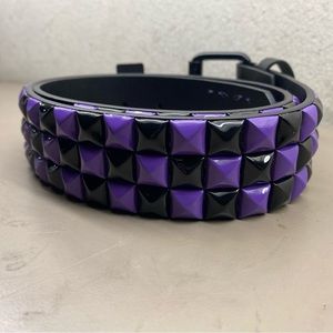 New w/ Tags Unisex Hot Topic Purple Black Stud Rocker Biker Belt Size M or L